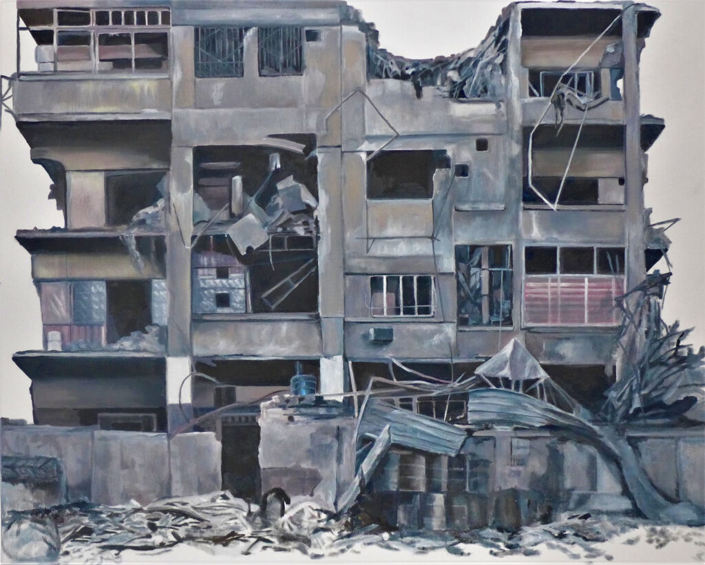 Macht ist kein Spiel- Aleppo, 80 x 100 cm, Acryl auf Leinwand, 2020
