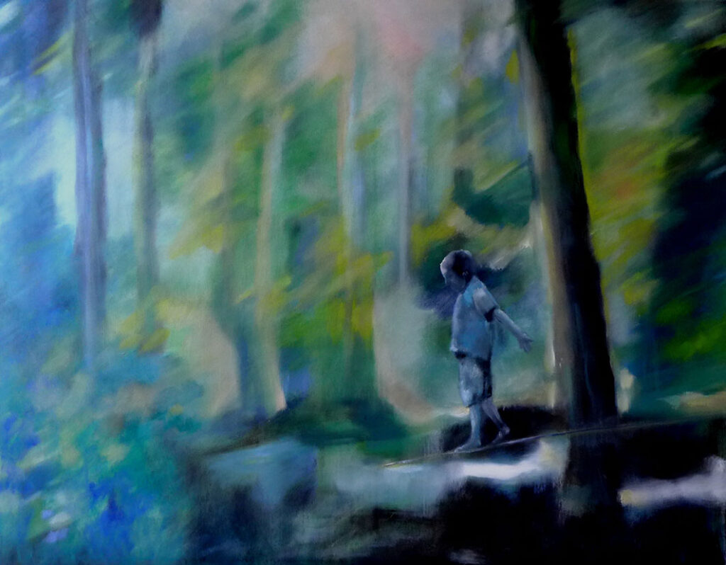 Wald mit Kind, 100 x 120, Öl auf Leinwand, 2015