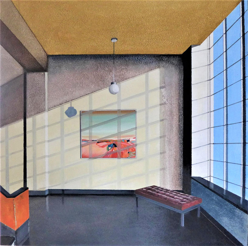 o.T. 22-0 (Treppenhaus), 80 x 80 cm, Acryl auf Leinwand, 2022